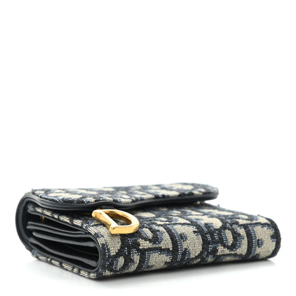 Christian Dior Oblique Saddle Lotus Wallet Blue 4 of 7