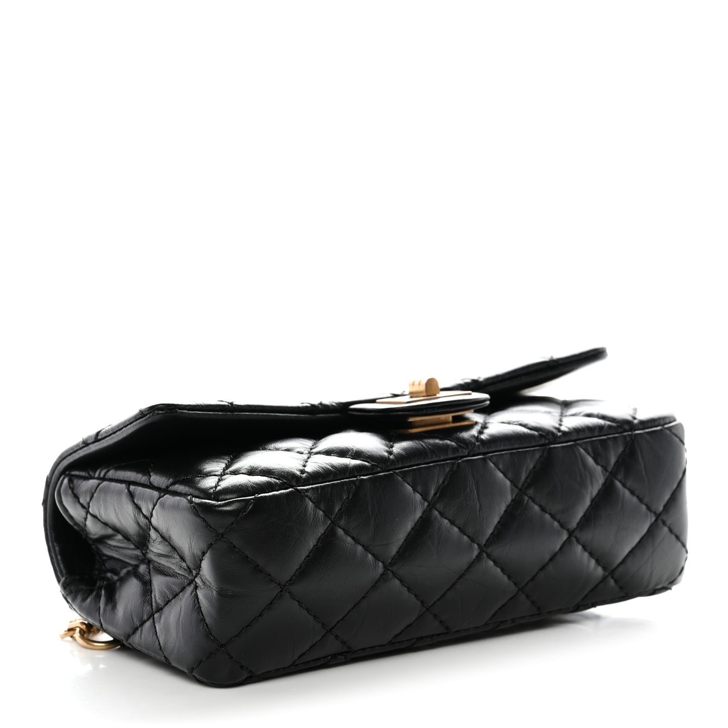 Aged Calfskin Quilted 2.55 Reissue Chain Waist Bag Black