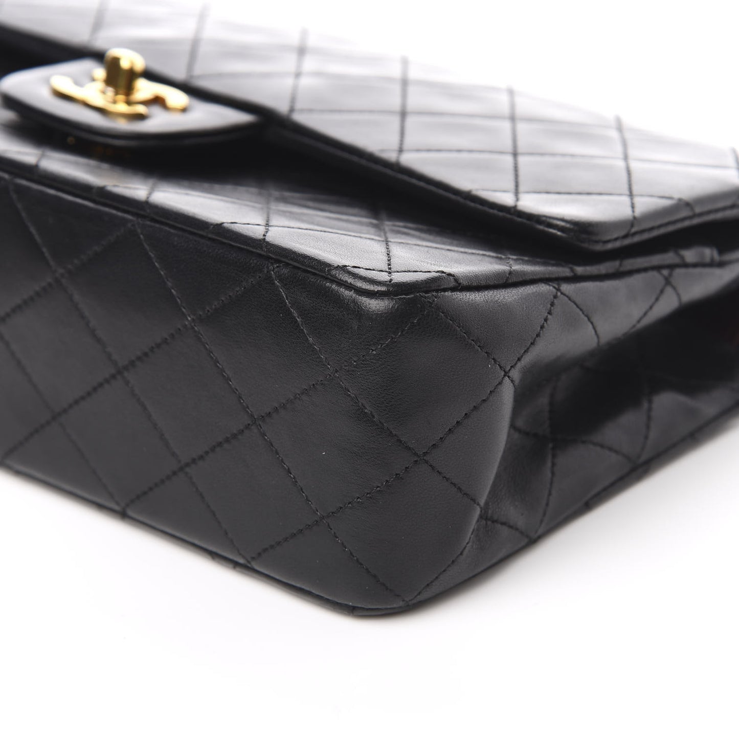 Lambskin Quilted Medium Double Flap Black