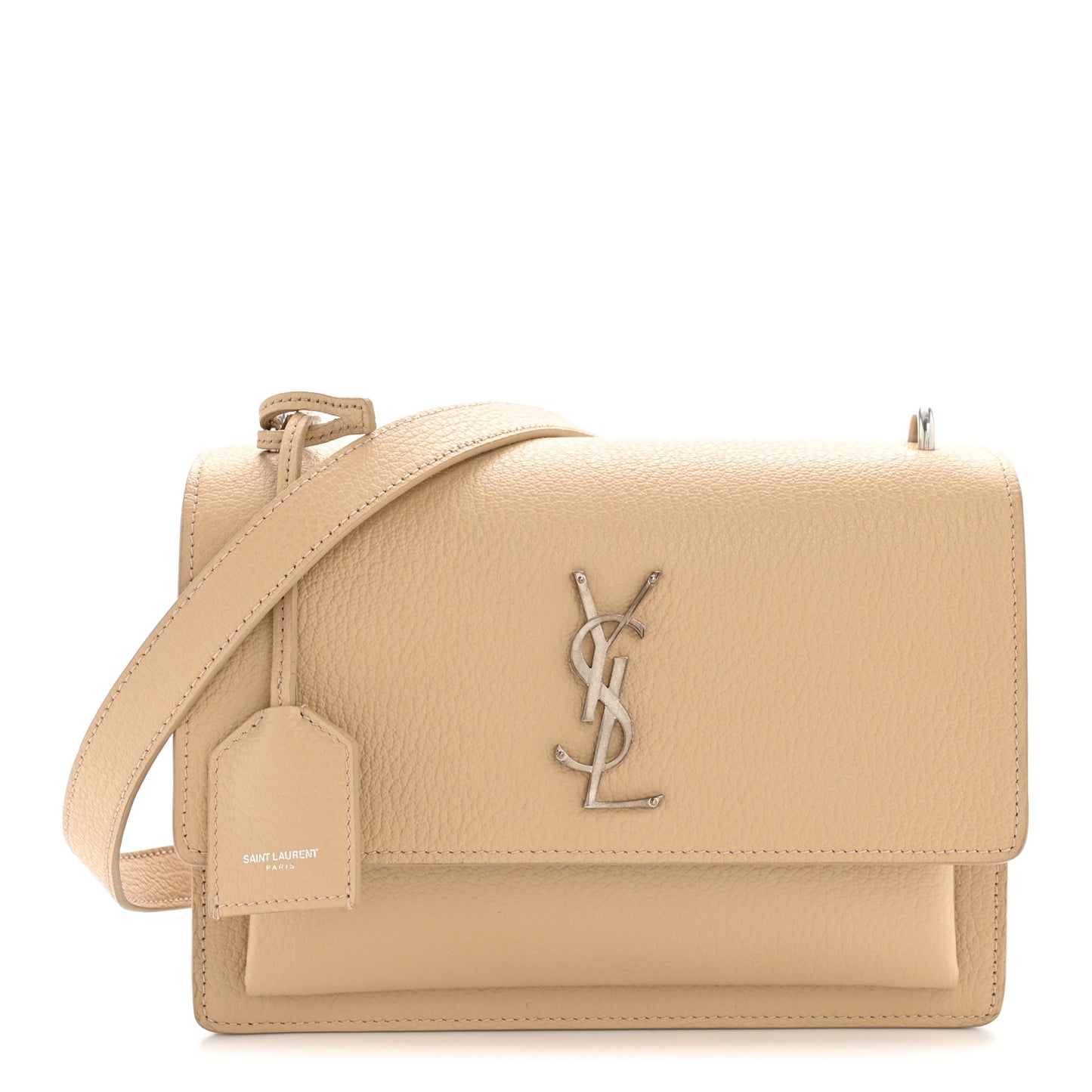 Grained Calfskin Medium Monogram Sunset Satchel Nude Powder