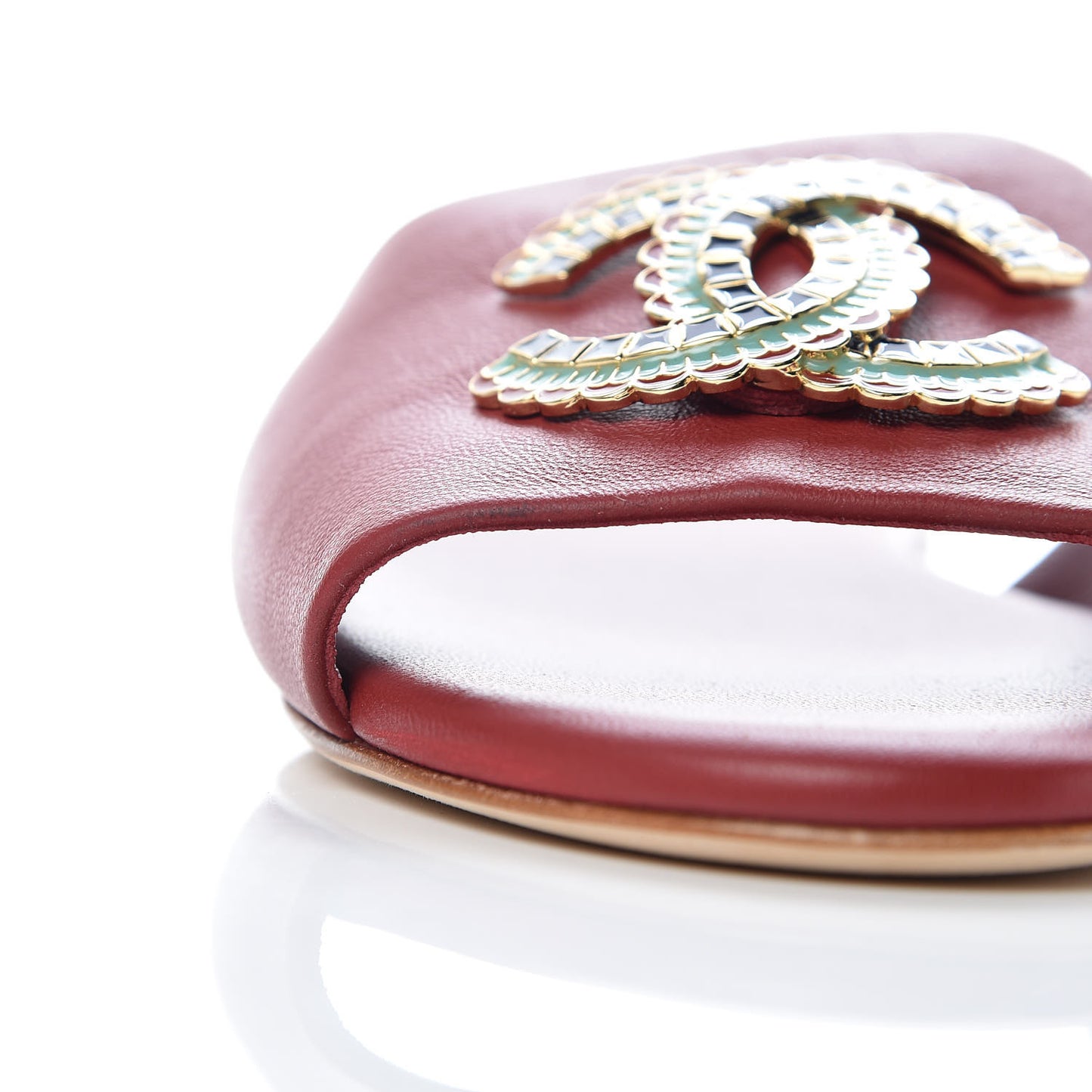 Lambskin Enamel CC Mules 37 Red