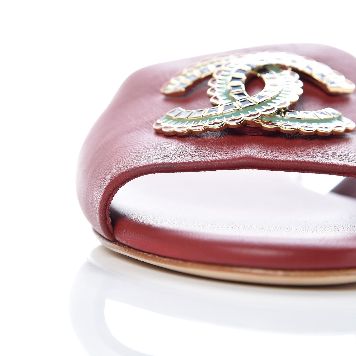 Chanel Lambskin Enamel CC Mules 37 Red 9 of 11