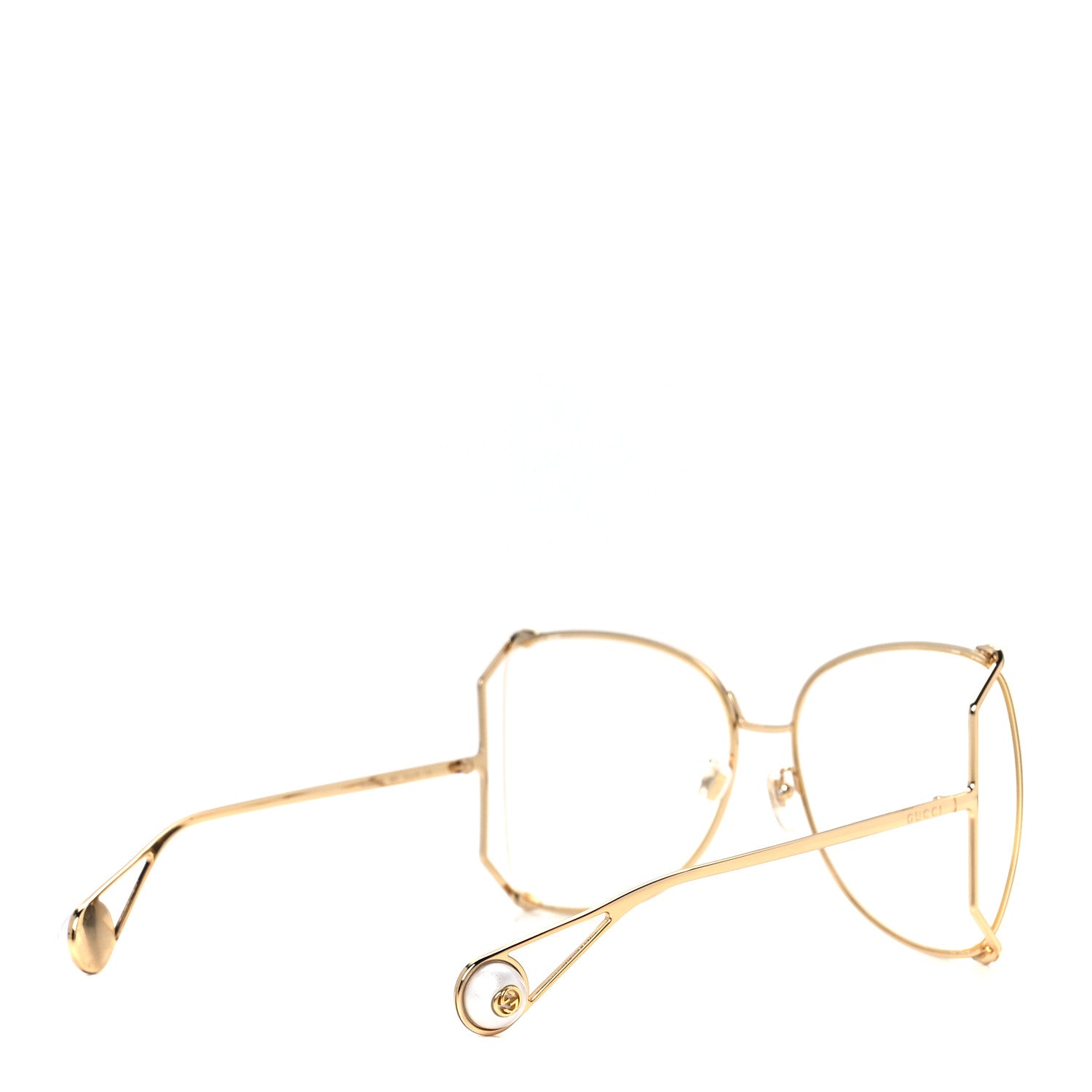 Gucci Metal Oversized Round Sunglasses GG0252S Gold 4 of 9