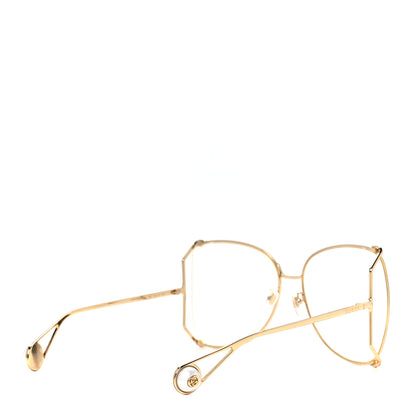 Gucci Metal Oversized Round Sunglasses GG0252S Gold 4 of 9