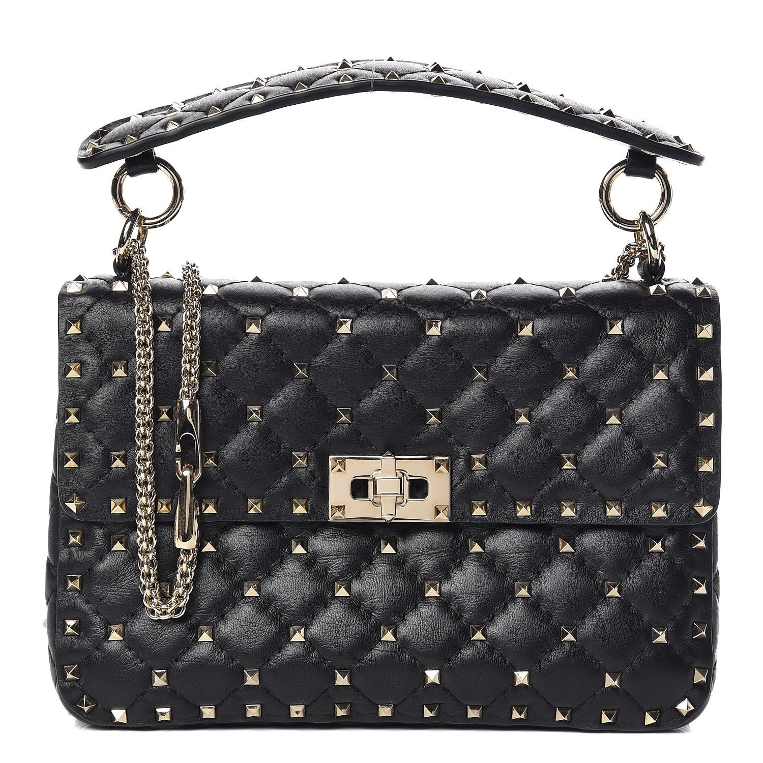 Valentino Garavani Lambskin Medium Rockstud Spike Shoulder Bag Black 1 of 13