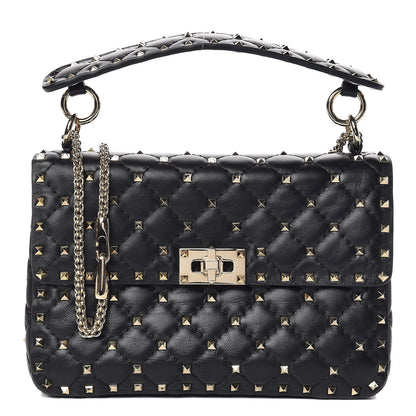 Valentino Garavani Lambskin Medium Rockstud Spike Shoulder Bag Black 1 of 13