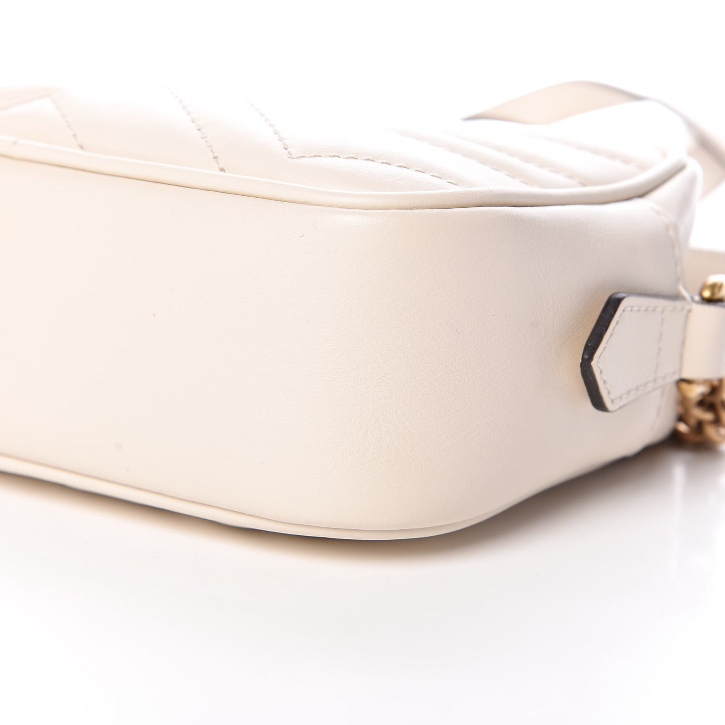 Calfskin Matelasse Mini GG Marmont Chain Shoulder Bag White