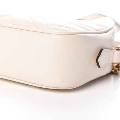 Gucci Calfskin Matelasse Mini GG Marmont Chain Shoulder Bag White 9 of 10