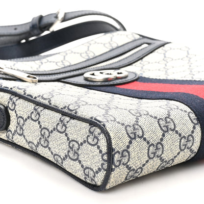 Gucci GG Supreme Monogram Textured Dollar Calfskin Web Small Ophidia Messenger Bag Beige Blue 9 of 10