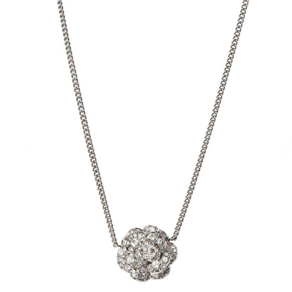 Chanel Swarovski Crystal Camellia CC Necklace Silver 1 of 5