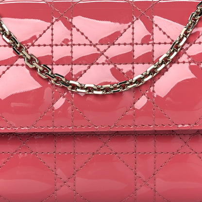Christian Dior Patent Cannage Lady Dior Rendezvous Wallet On Chain Dusky Pink 6 of 10
