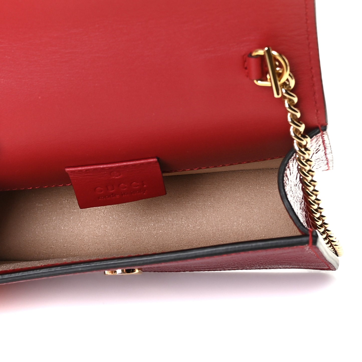 Patent Embroidered Super Mini Sylvie Chain Shoulder Bag Red