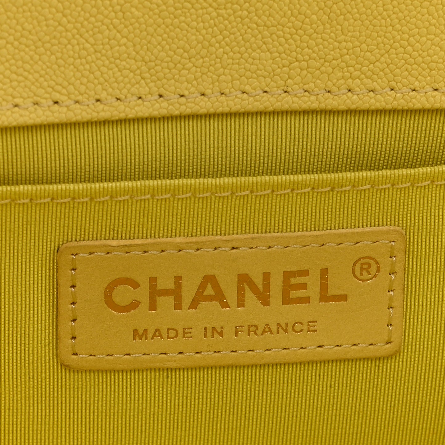 Caviar Chevron Quilted Medium Boy Flap Yellow