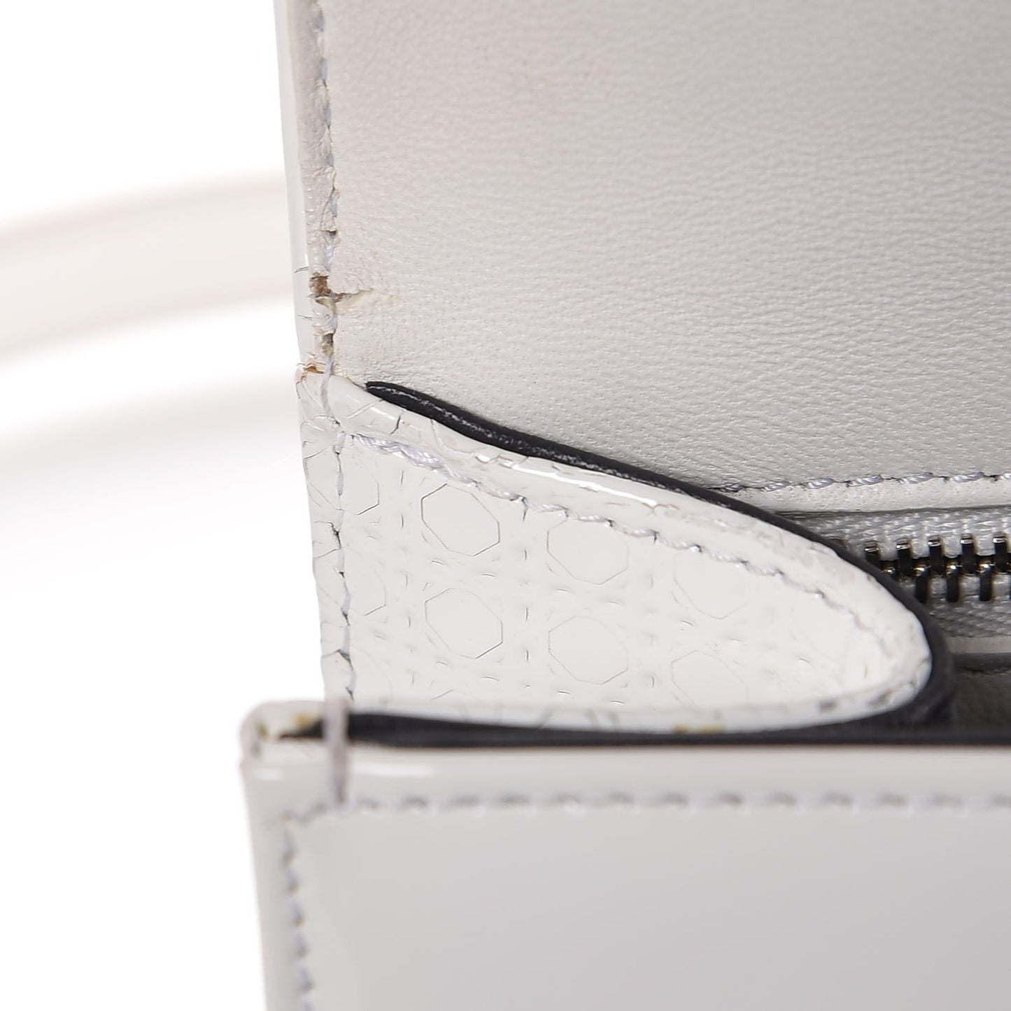 Patent Micro-Cannage Small Diorama Flap Bag White