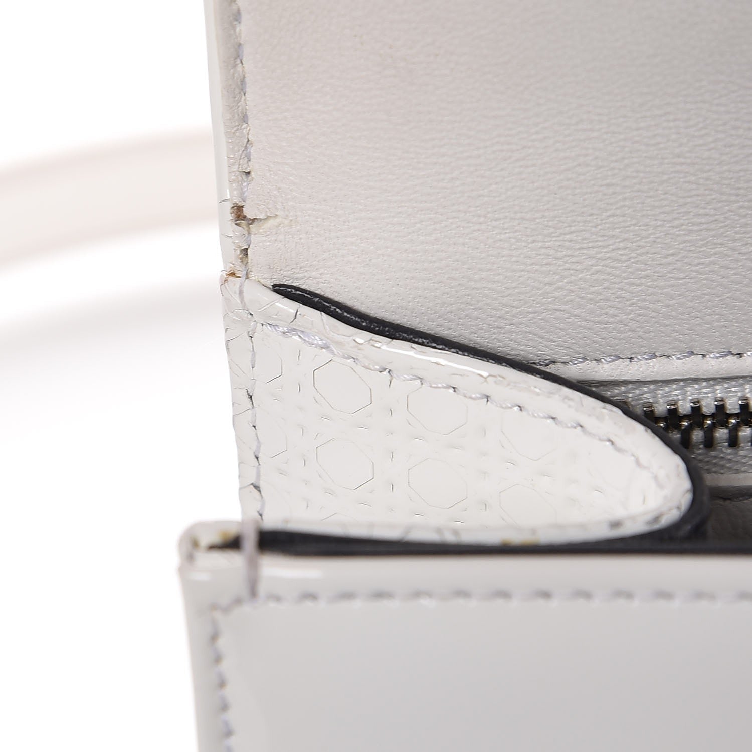 Christian Dior Patent Micro-Cannage Small Diorama Flap Bag White 7 of 12