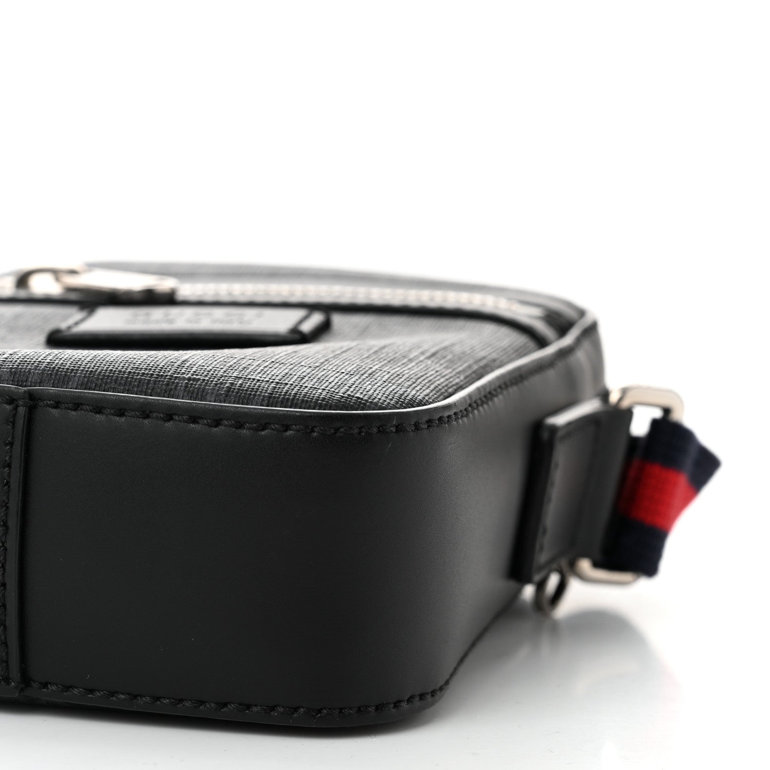 Gucci GG Supreme Monogram Appia Calfskin Web Small Camera Messenger Bag Black Grey 10 of 11