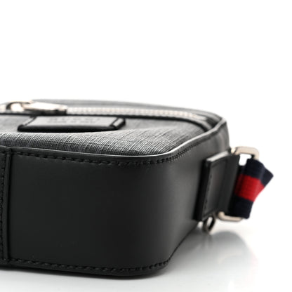Gucci GG Supreme Monogram Appia Calfskin Web Small Camera Messenger Bag Black Grey 10 of 11
