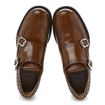 Miu Miu X CHURCH'S Calfskin Double Monk Loafer 37 Tabacco 2 of 9