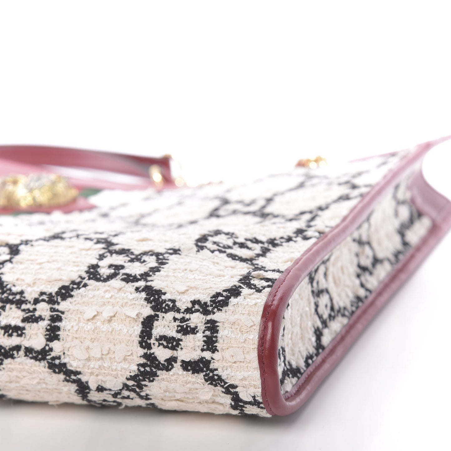 Tweed GG Monogram Large Rajah Chain Tote White Black Romantic Cherry