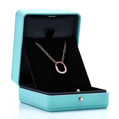 Tiffany 18K Rose Gold Pink Sapphire Small Lock Pendant Necklace 6 of 6
