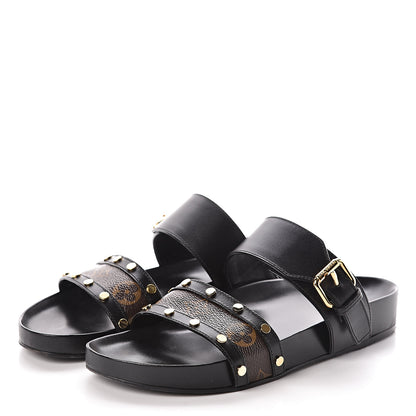 Louis Vuitton Bom Dia Flat Mule Sandals 37 Black 3 of 7