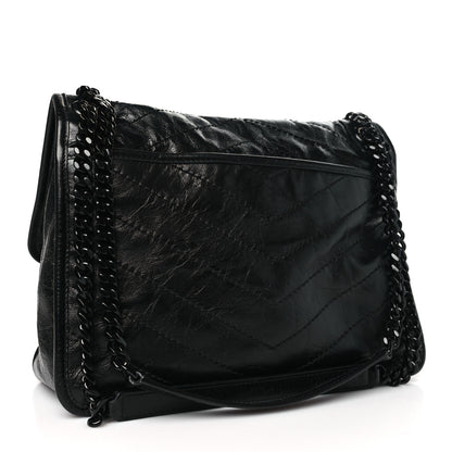 Saint Laurent Crinkled Calfskin Matelasse Monogram Medium Niki Chain Satchel Black 3 of 12