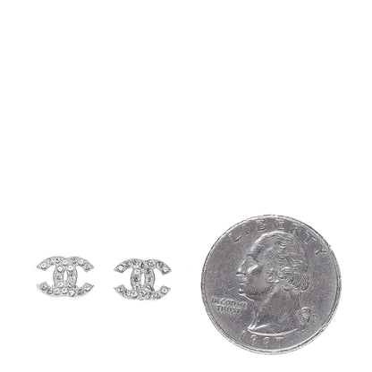 Chanel Crystal Mini Timeless CC Earrings Silver 2 of 5