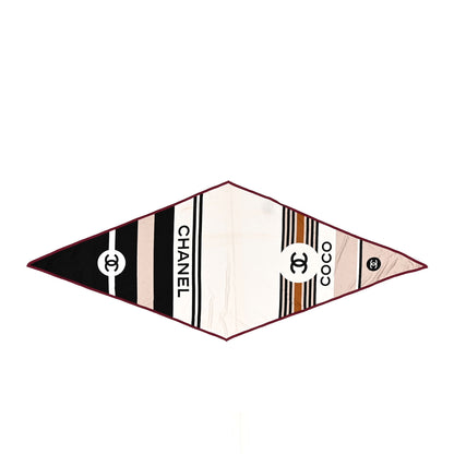 Chanel Silk CC Coco Chanel Logo Scarf  White Black Multicolor 1 of 3