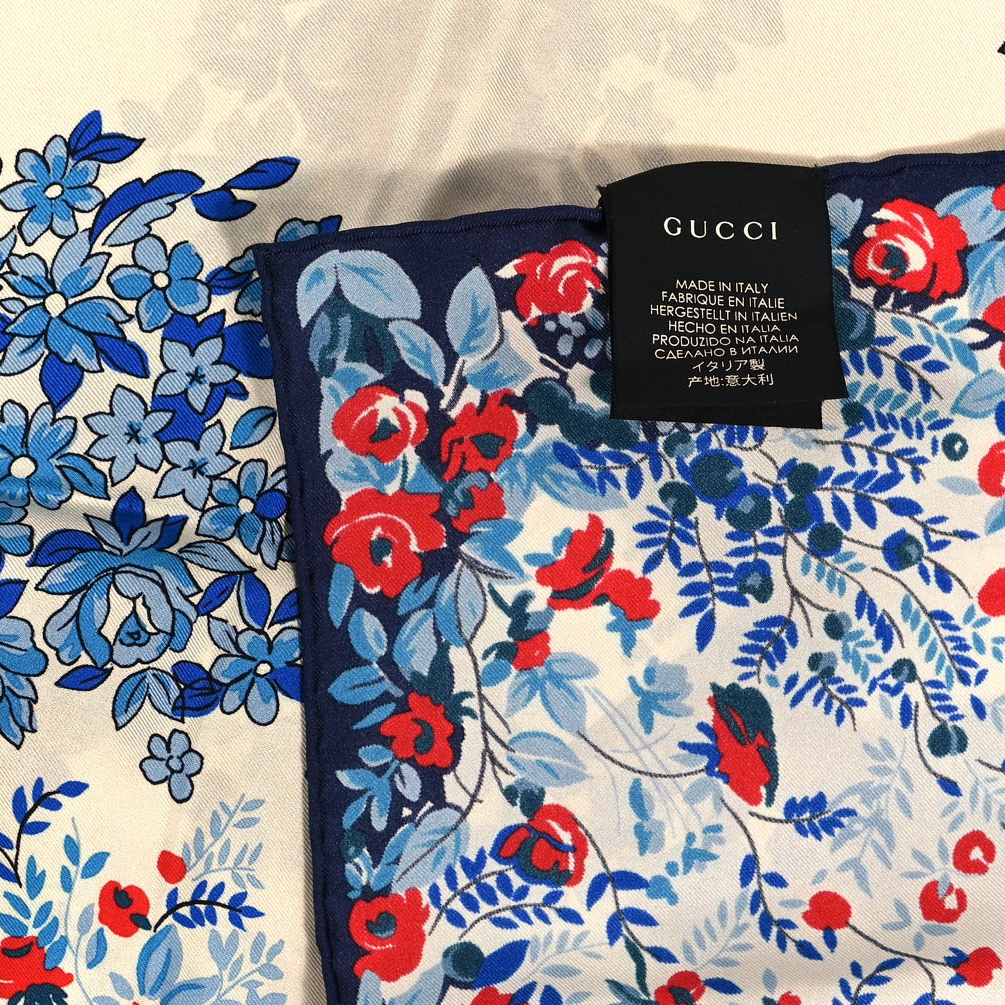 Silk Twill G Garden Square Scarf Periwinkle Blue