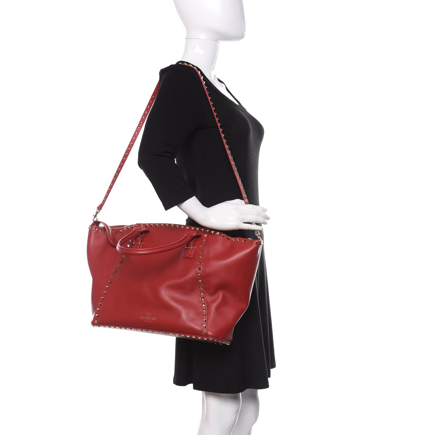 Valentino Garavani Vitello Rockstud Shoulder Bag Rosso Valentino 2 of 13