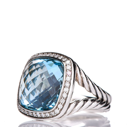David Yurman Sterling Silver Diamond Blue Topaz 14mm Albion Ring 55 7.25 3 of 5