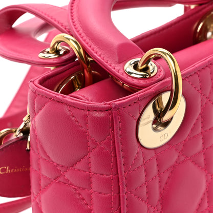 Christian Dior CHRISTIAN DIOR Lambskin Cannage Mini Lady Dior Fuchsia 16 of 17