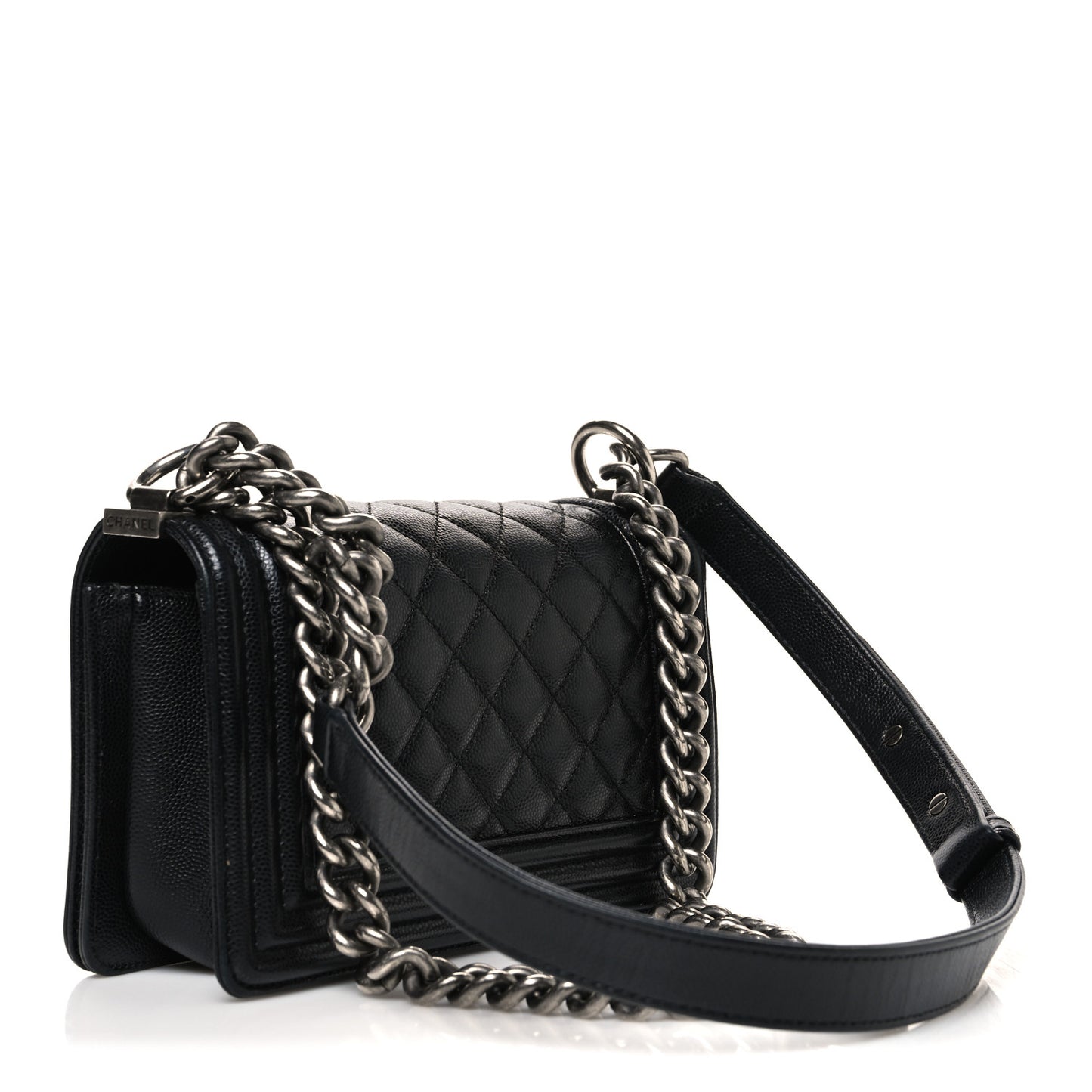 Caviar Quilted Small Boy Flap Black
