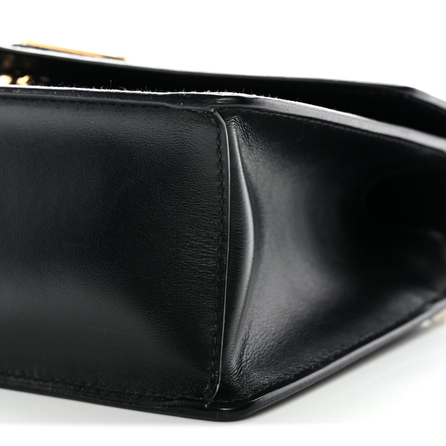 Prada Saffiano Soft Calfskin Metal Triangle Logo Envelope Chain Shoulder Bag Black 10 of 11
