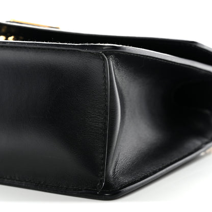 Prada Saffiano Soft Calfskin Metal Triangle Logo Envelope Chain Shoulder Bag Black 10 of 11