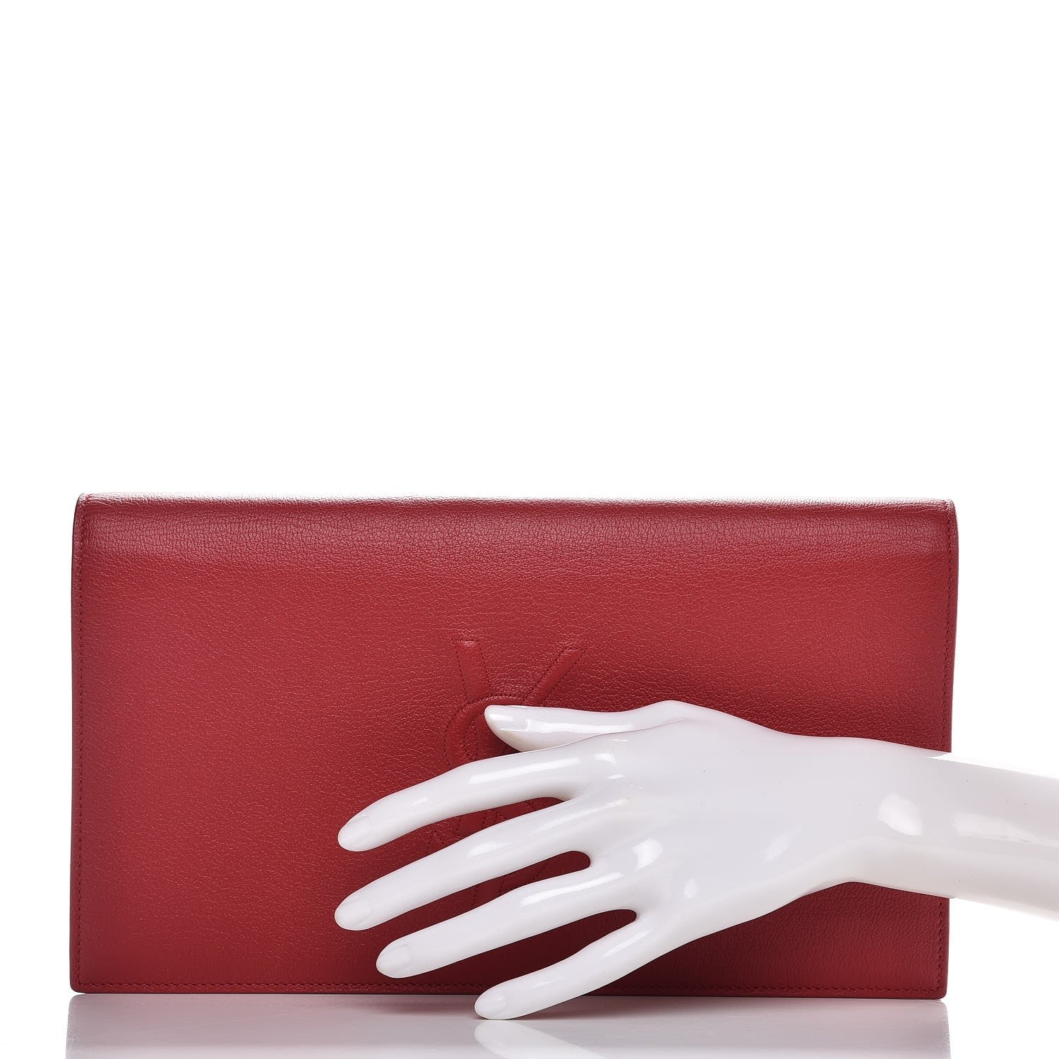 Saint Laurent Calfskin Monogram Large Belle De Jour Clutch Red 2 of 9
