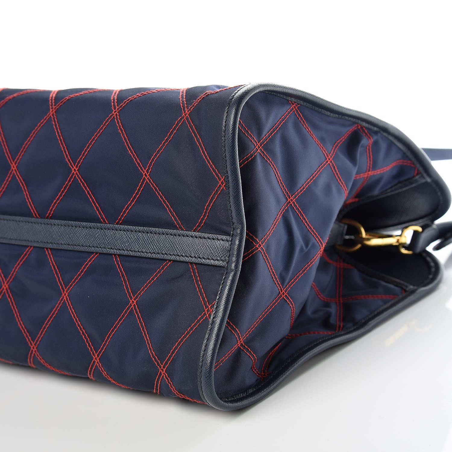 Prada Saffiano Tessuto Nylon Impunturato Quilted Shopper Baltico Fuoco 10 of 10