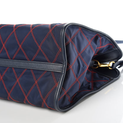Prada Saffiano Tessuto Nylon Impunturato Quilted Shopper Baltico Fuoco 10 of 10