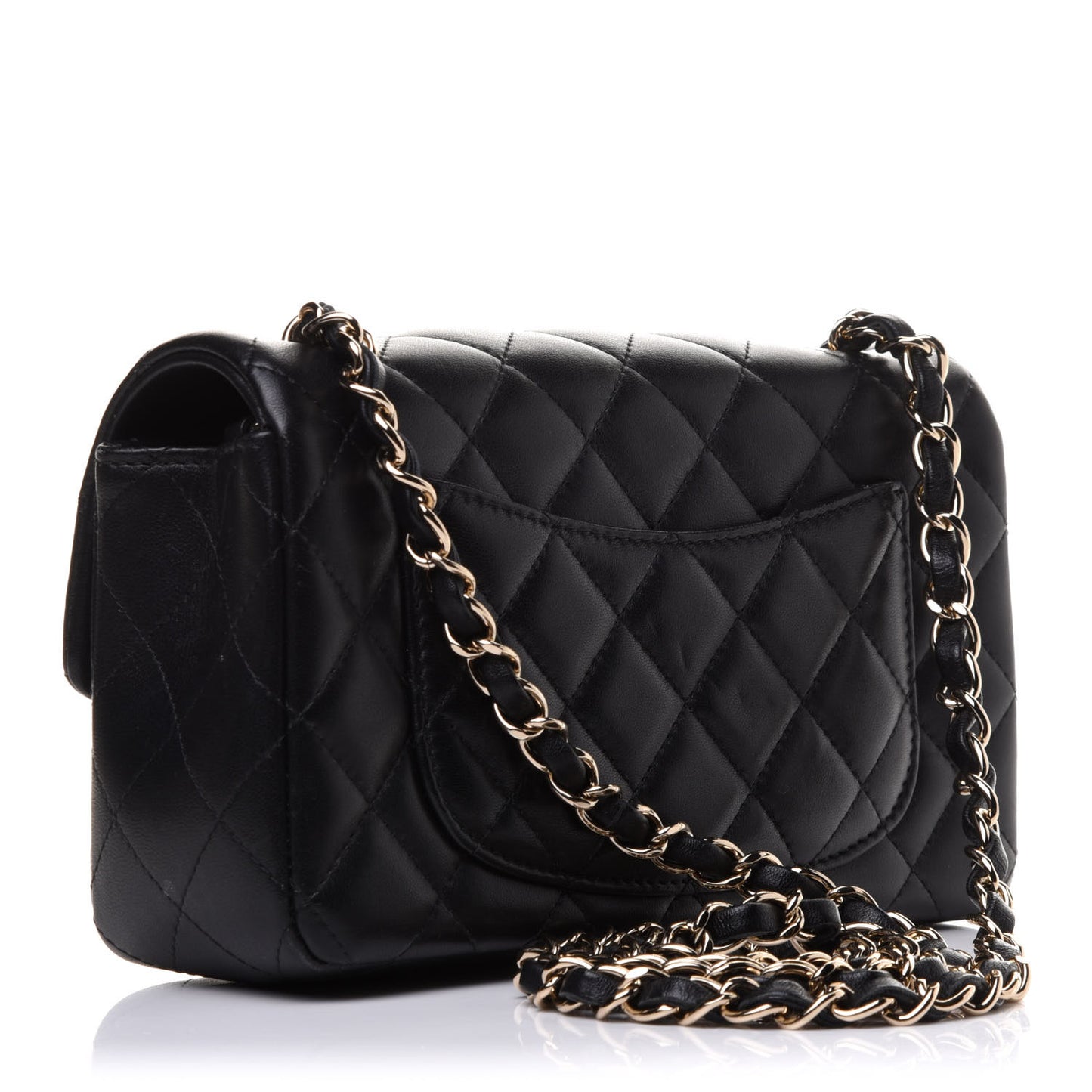 Lambskin Quilted Mini Rectangular Flap Black