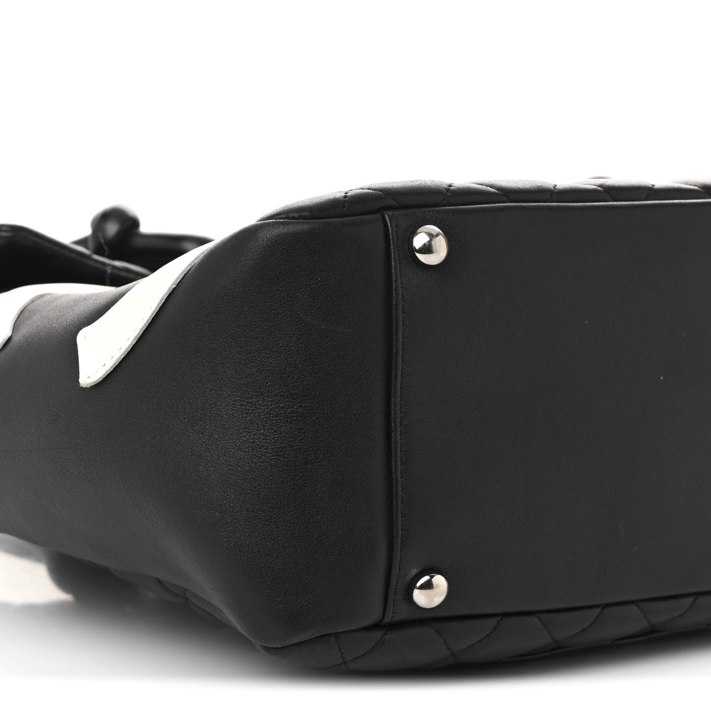 Calfskin Quilted Large Cambon Flap Black White