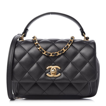 Chanel Calfskin Quilted Top Handle Flap Black 1 of 10
