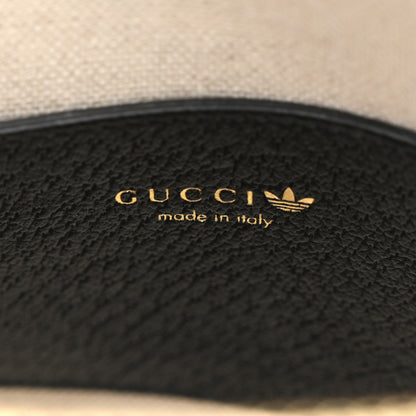 Gucci X ADIDAS Textured Dollar Calfskin Web Trefoil Mini Horsebit 1955 Top Handle Bag Black Off White 6 of 11