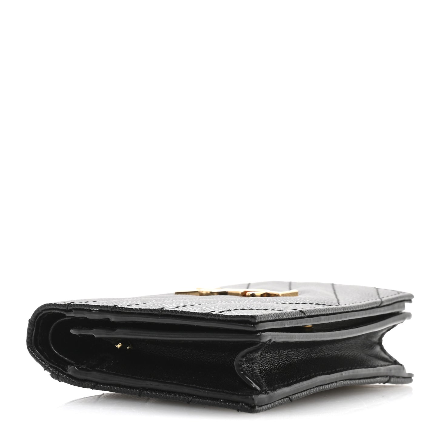 Grain De Poudre Matelasse Chevron Monogram Flap Card Case Black