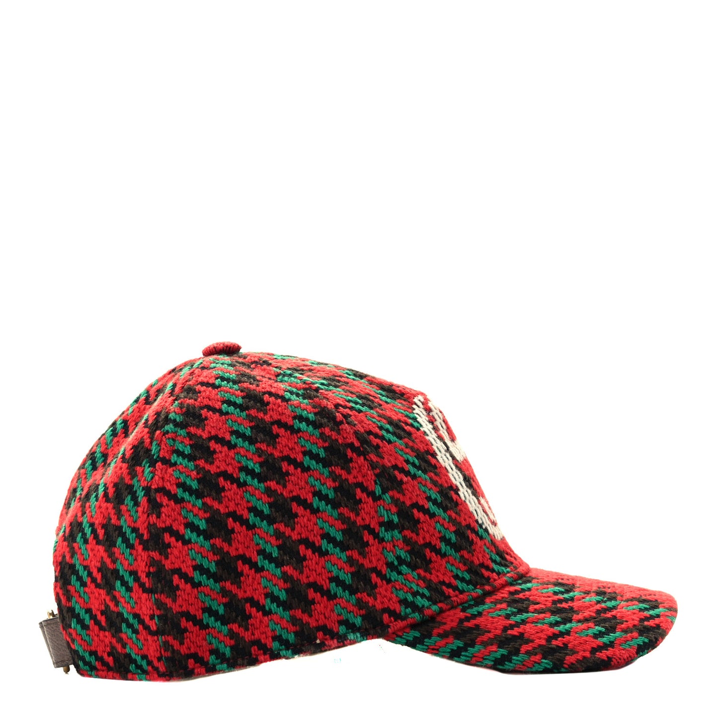 Tweed Wool Houndstooth Interlocking G Baseball Hat S Red Green