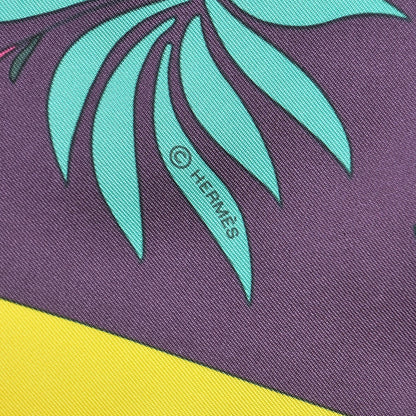 Hermes Silk Les Leopards Scarf 90 Jaune Vif Marine Canard 5 of 7