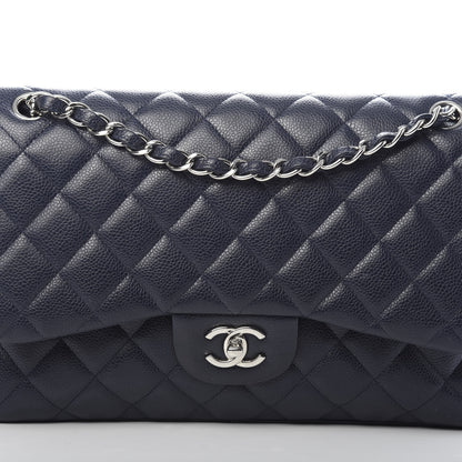 Chanel Caviar Quilted Jumbo Double Flap Navy Blue 9 of 12