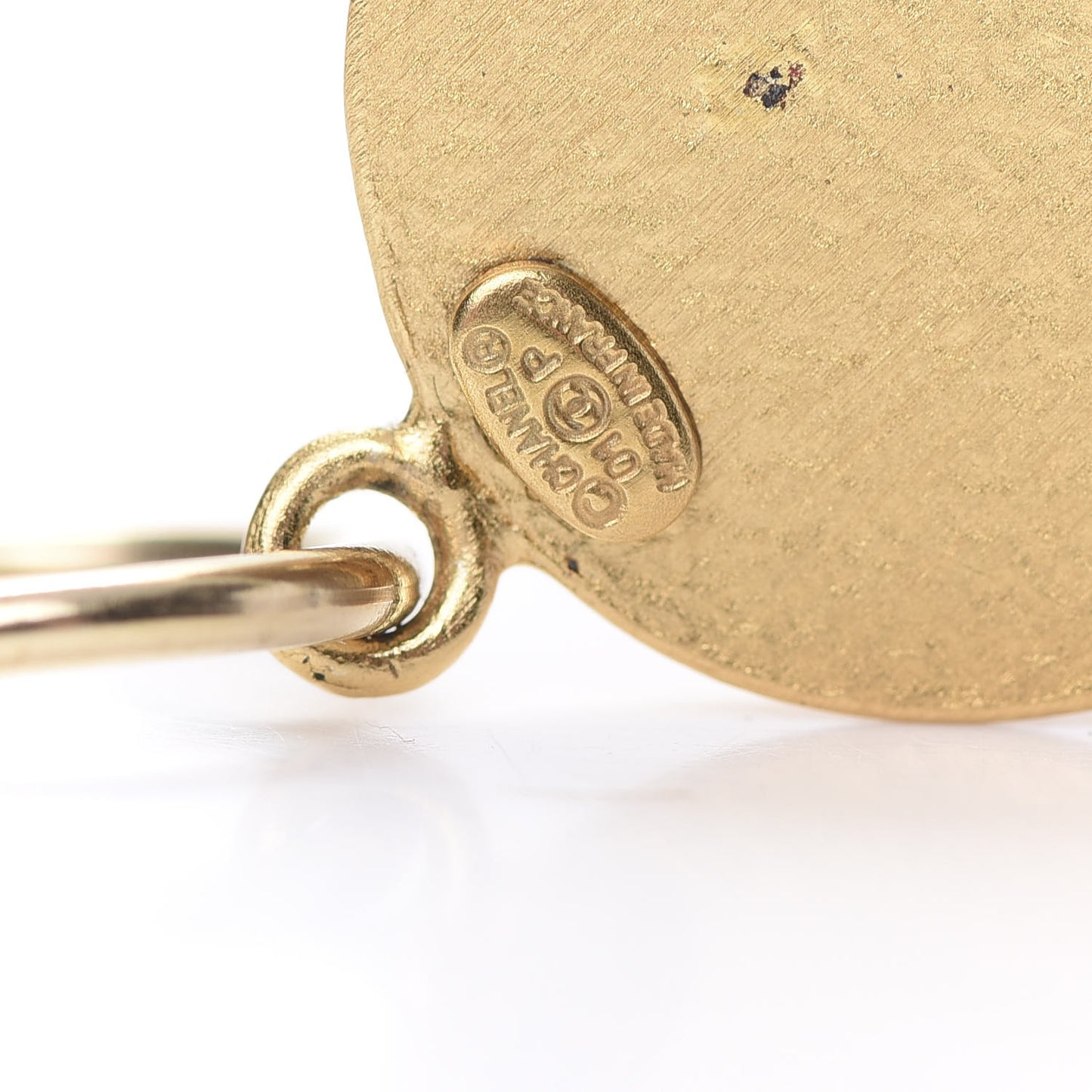 Enamel CC Dangle Earrings Red Gold