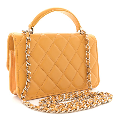 Chanel Lambskin Quilted Flap Phone Holder With Chain Yellow 3 of 14