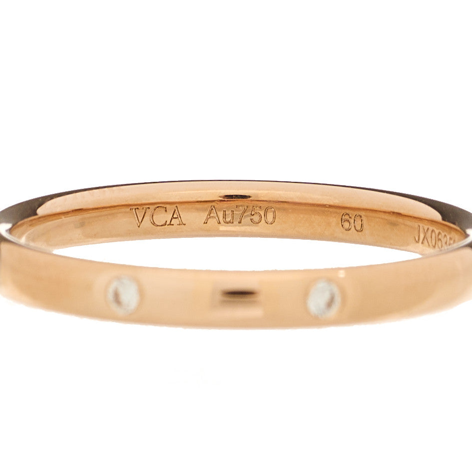 18K Rose Gold Diamond Tendrement Etoiles Wedding Band Ring 60 9