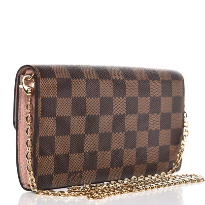 Louis Vuitton Damier Ebene Croisette Chain Wallet Rose Ballerine 3 of 8